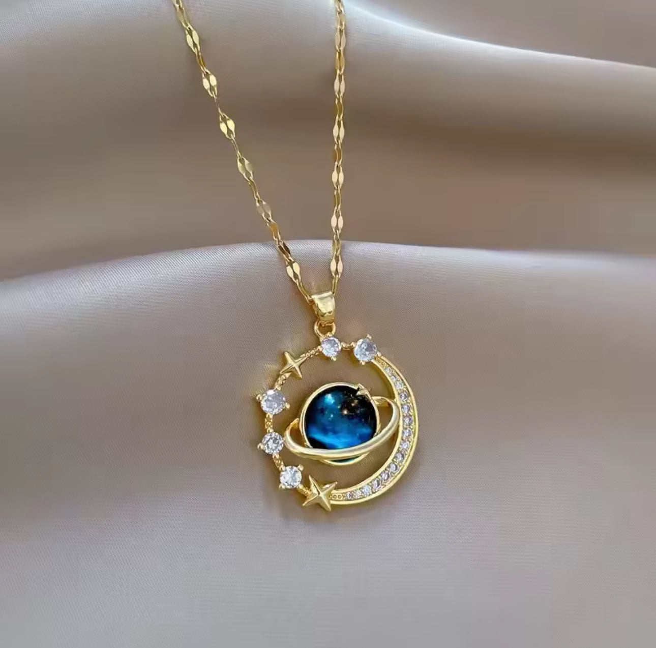 Starry Pendant Necklace With Micro-Inlaid Zirconium