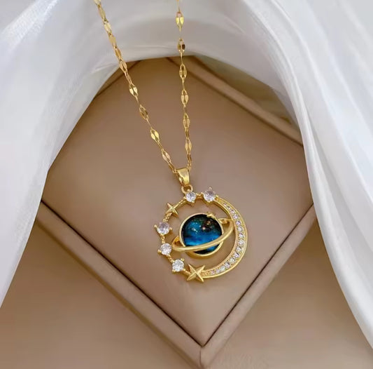 Starry Pendant Necklace With Micro-Inlaid Zirconium