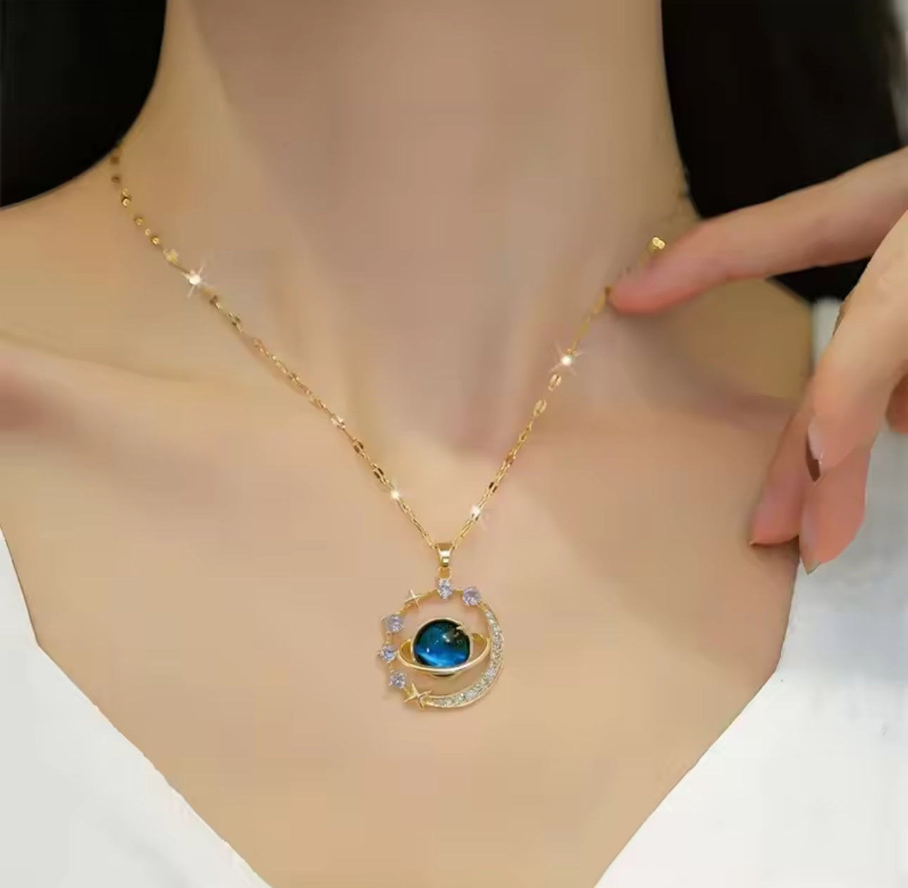 Starry Pendant Necklace With Micro-Inlaid Zirconium